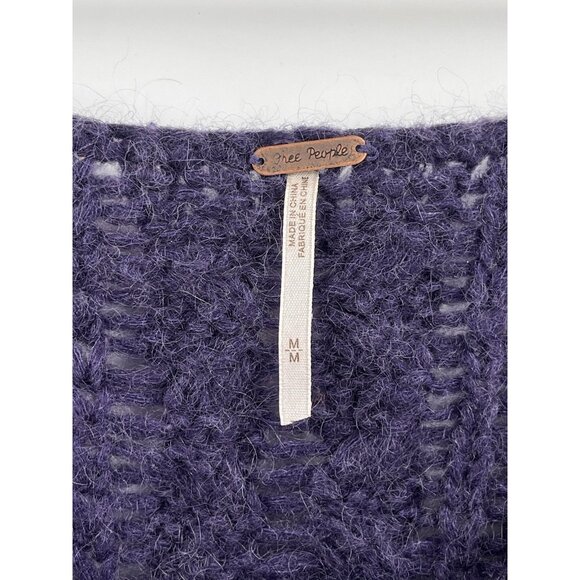FREE PEOPLE Women's Purple Scoop Neck Loose Knit Sweater Medium - Picture 4 of 5